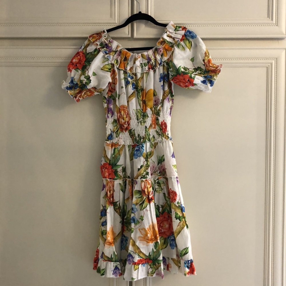 Luisa Positano Linen Off Shoulder Dress